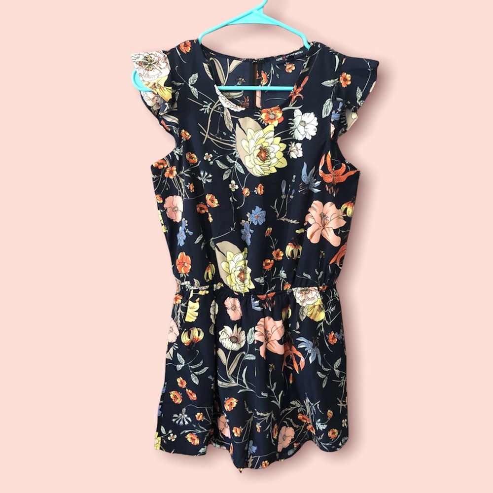 Navy Floral Romper